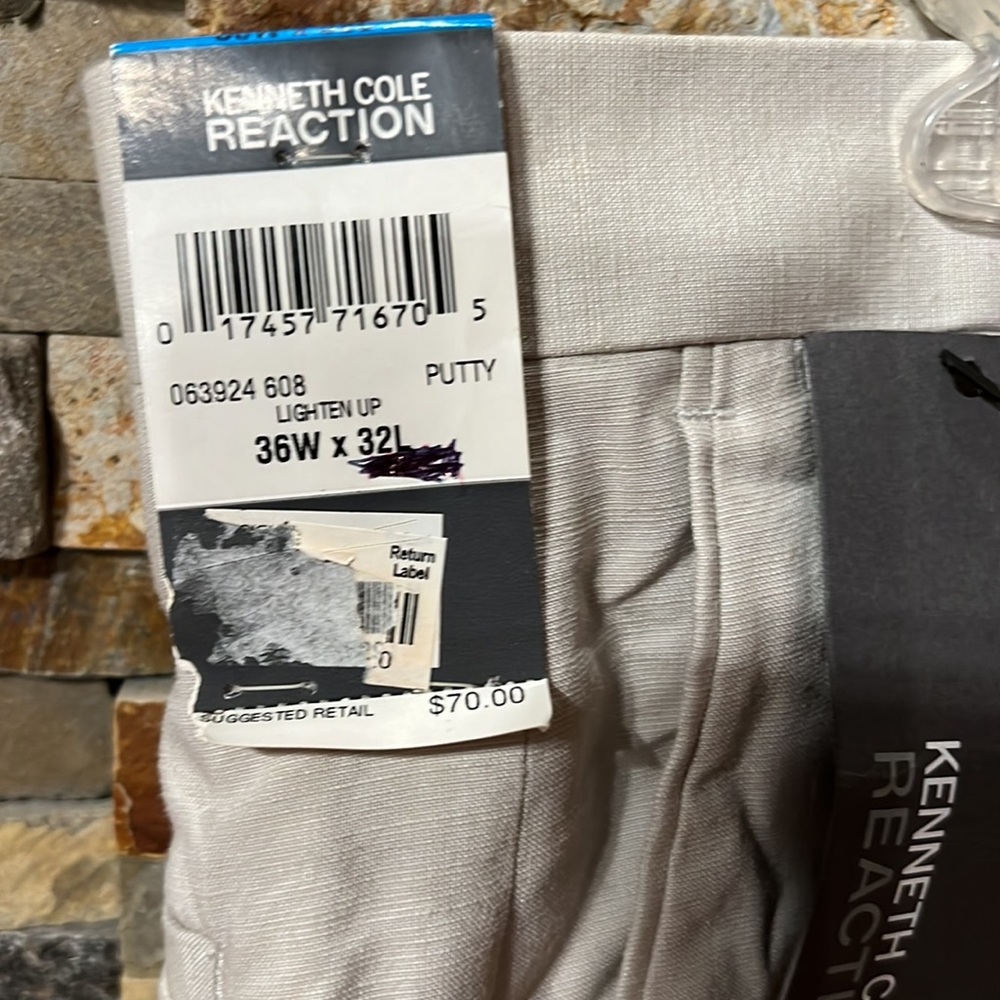 Kennith Cole Reaction Mens Pant 36w x 32l. NWT - Picture 2 of 6
